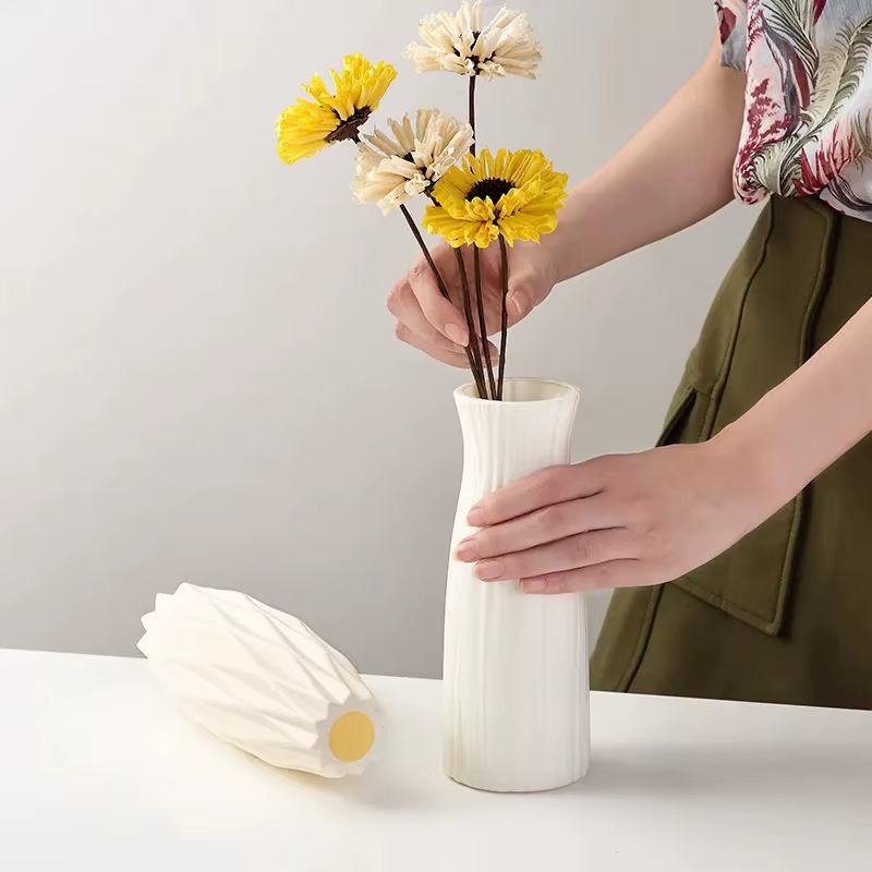 Vase en plastique nordique simple, petit pot de fleur frais, bouteille de rangement pour fleurs, sal