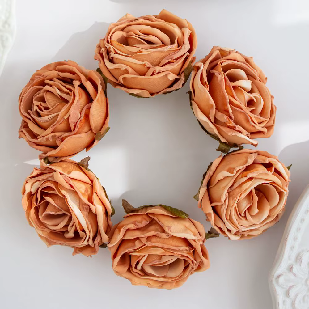 Fleur artificielle bord brûlé Rose mariage bouquet de mariée décor maison saint valentin extérieur j