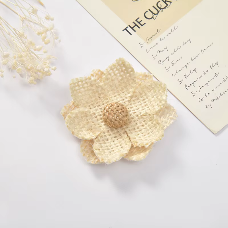 10 pièces de fleurs en toile de jute vintage, fleurs en toile de jute faites à la main pour la décor