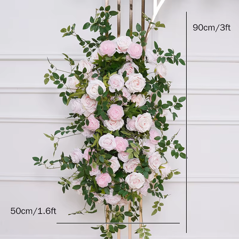 A7876 Rose vert plante vigne feuille d'érable fleur Arrangement décor pour mariage toile de fond arc