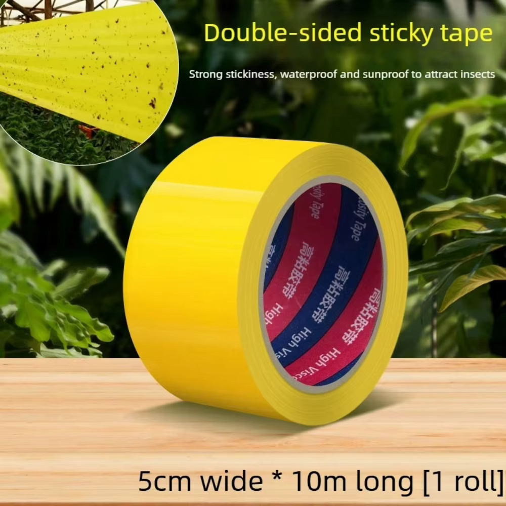 Bande anti-parasites pour jardin, film adhésif double face jaune de 10 m pour empêcher les insectes,