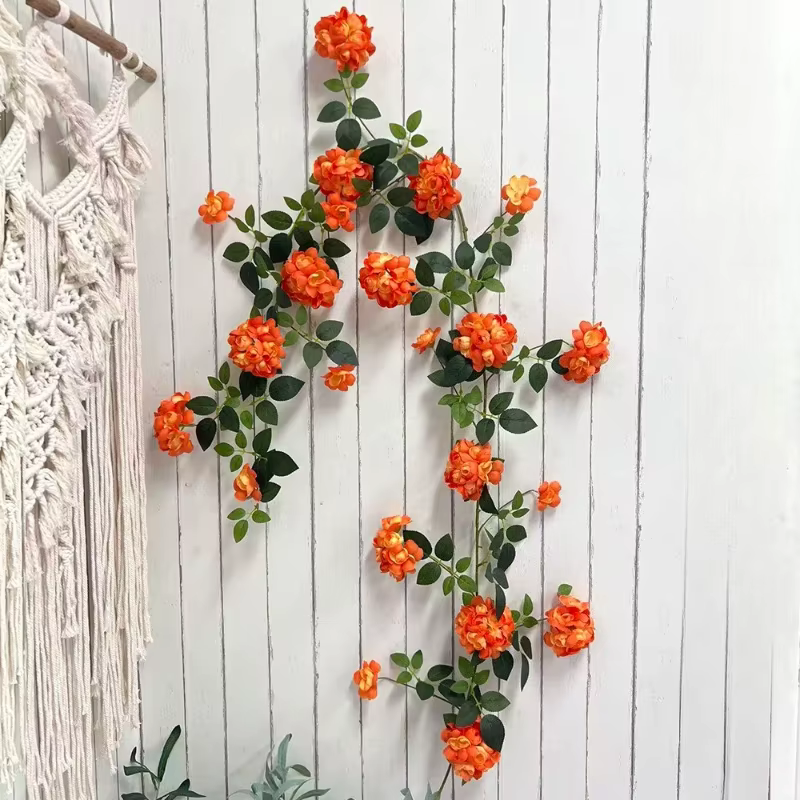Lot de 2 guirlandes de roses artificielles de 1,8 m pour décoration d'hôtel, fleurs jaunes en soie,