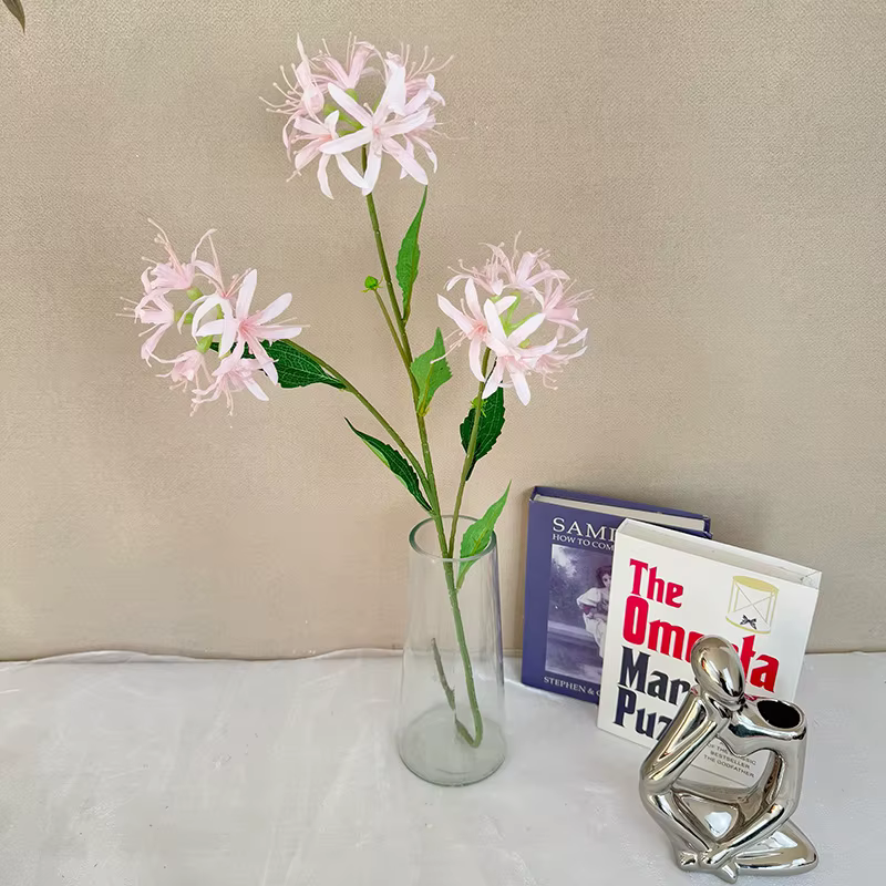 3 Têtes de fleurs artificielles en soie Lycoris Radiata pour la décoration de la maison, du salon, d