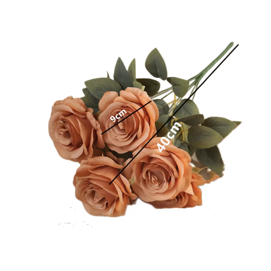 Bouquet de roses artificielles à 9 têtes, décor de roses de mariage, affichage de scène, cadeau Flor