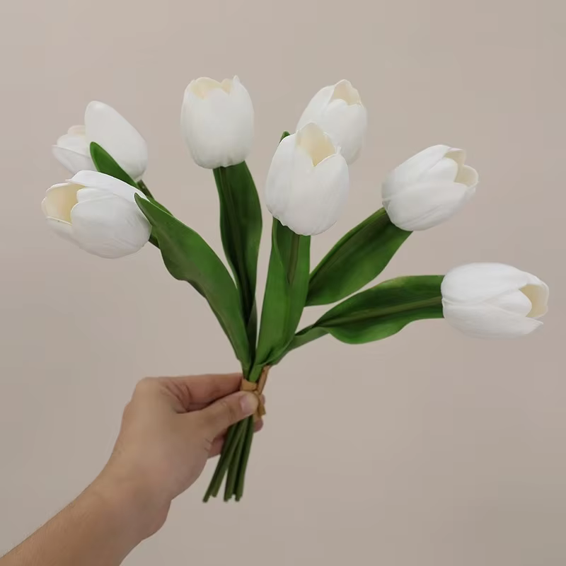 Bouquet de tulipes artificielles jaunes en PU, fausses fleurs, décoration de centre commercial, Simu
