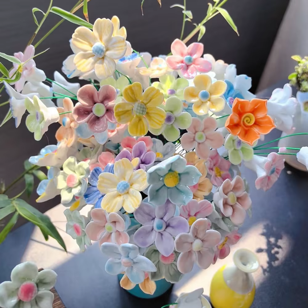 Fleurs artificielles en céramique, 5/10 pièces, roses, fausses fleurs pour la décoration de la maiso