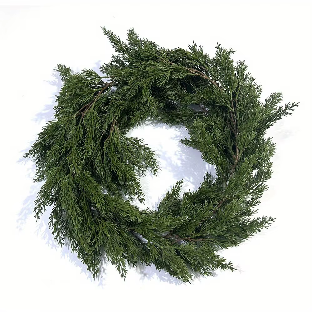 Guirlandes de pin de cèdre de noël, guirlande de cèdre artificielle, manteau, mur, décorations de no