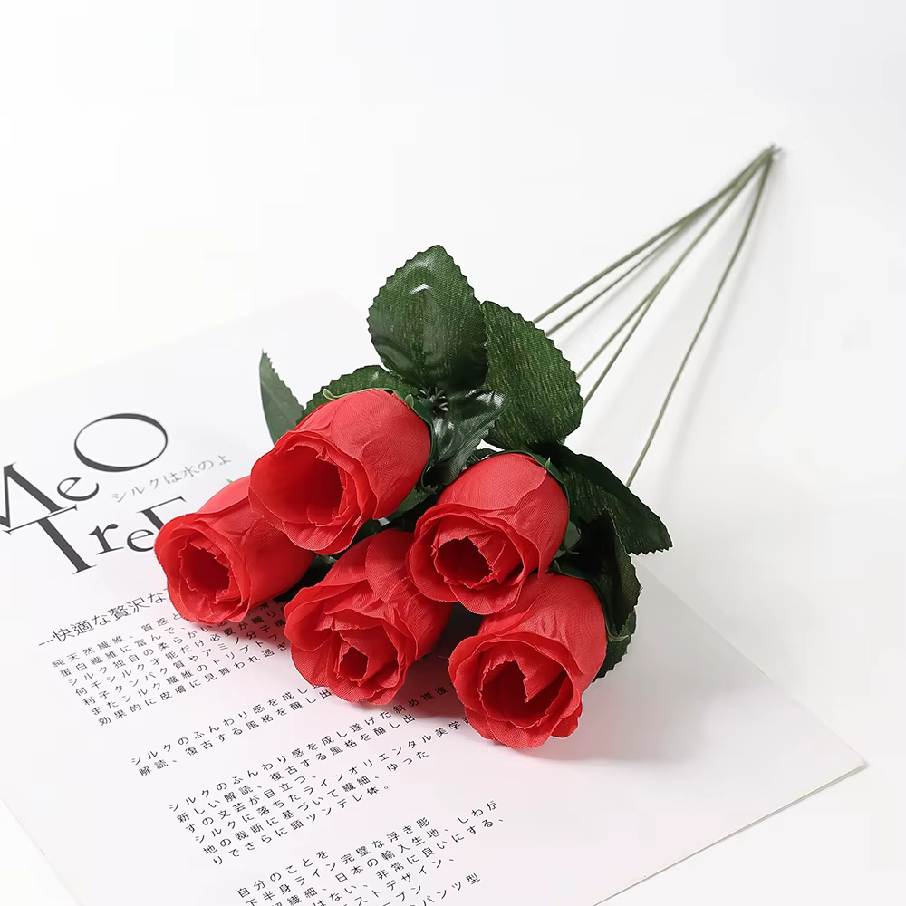 Vase Bouquet de Roses rouges, 5/10 pièces, pour décoration de maison, jardin, mariage, couronnes déc