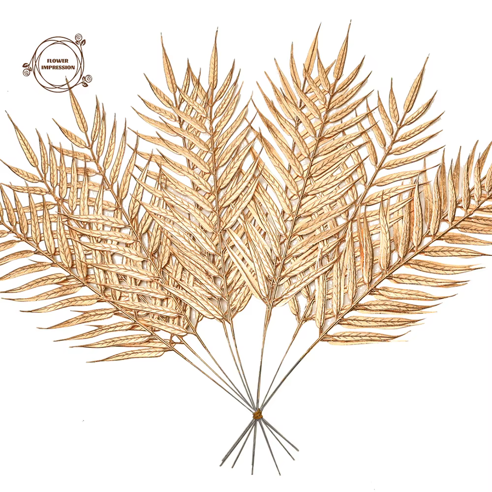 Feuilles de palmier artificielles dorées brillantes, décor Tropical réaliste, parfait pour mariage, 