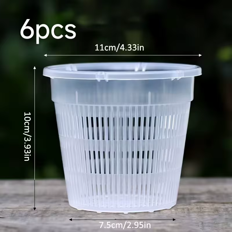 Lot de 6 pots à orchidées transparents avec trous de drainage, contenants pour plantes en plastique 