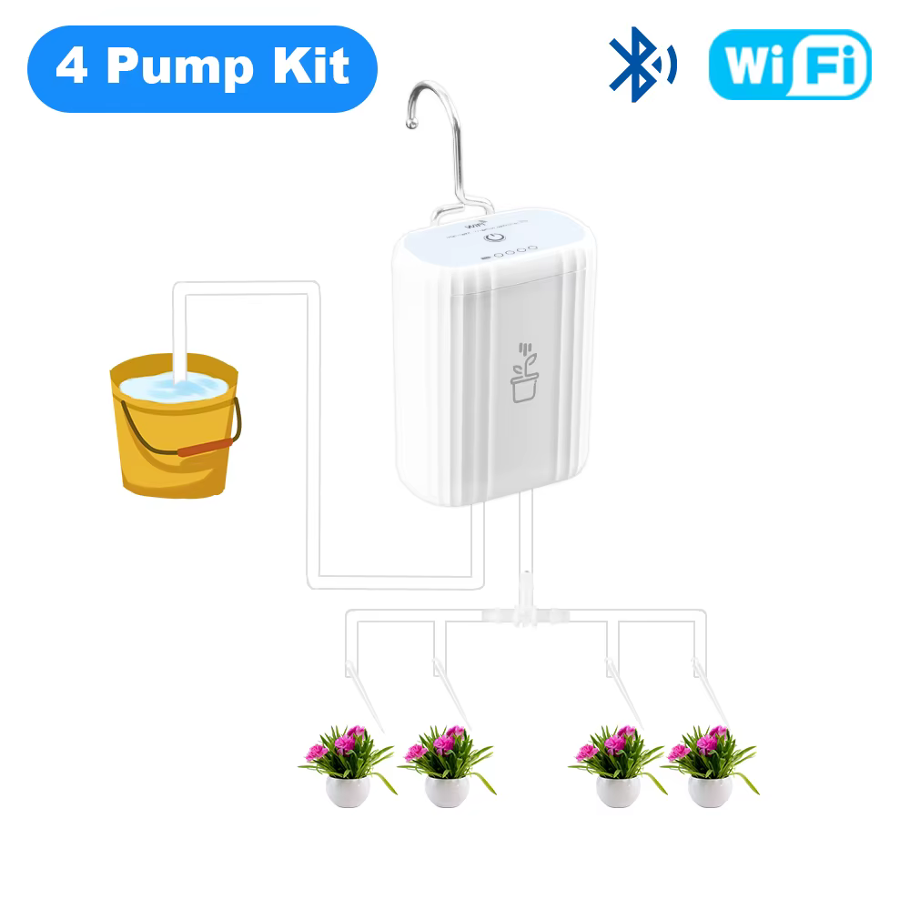 Système d'irrigation goutte-à-goutte intelligent WiFi pour jardin, plantes et fleurs, avec pompe et 