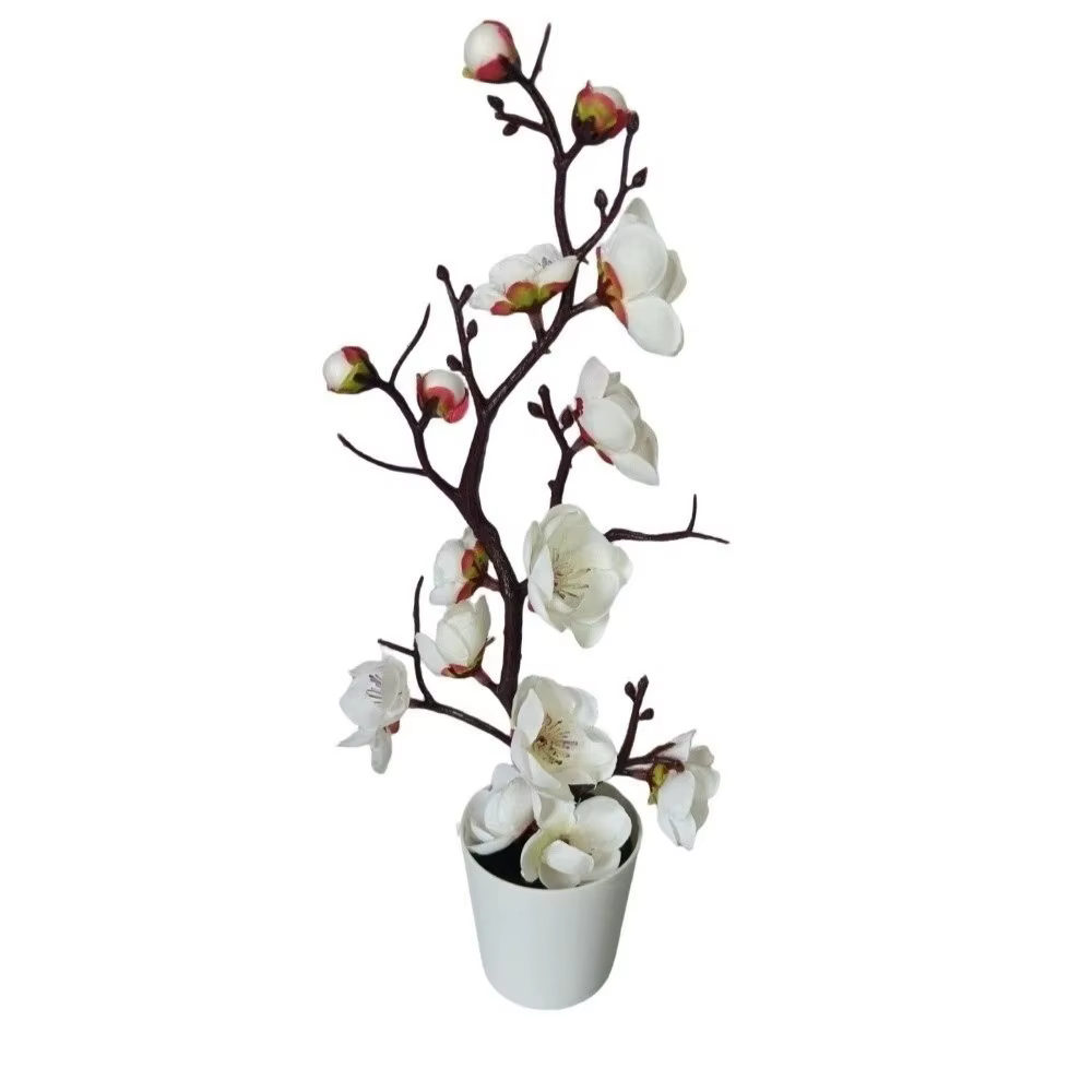 Bonsaï créatif de fleurs de prunier artificielles, couleurs vives, en pot, pour décoration intérieur