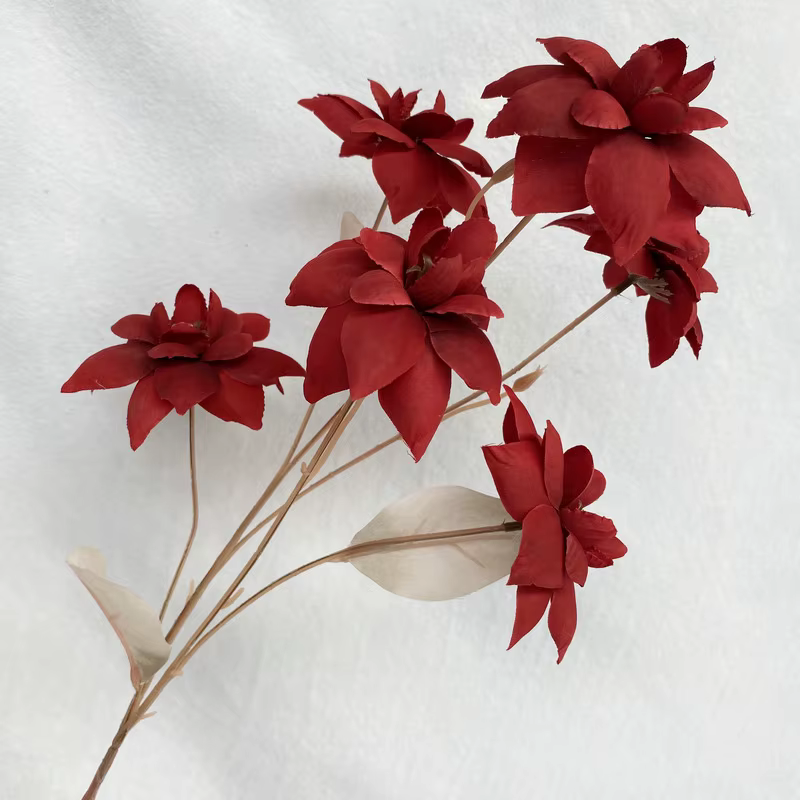 6 têtes de petites fleurs artificielles en soie blanches pour la décoration de table à la maison, le