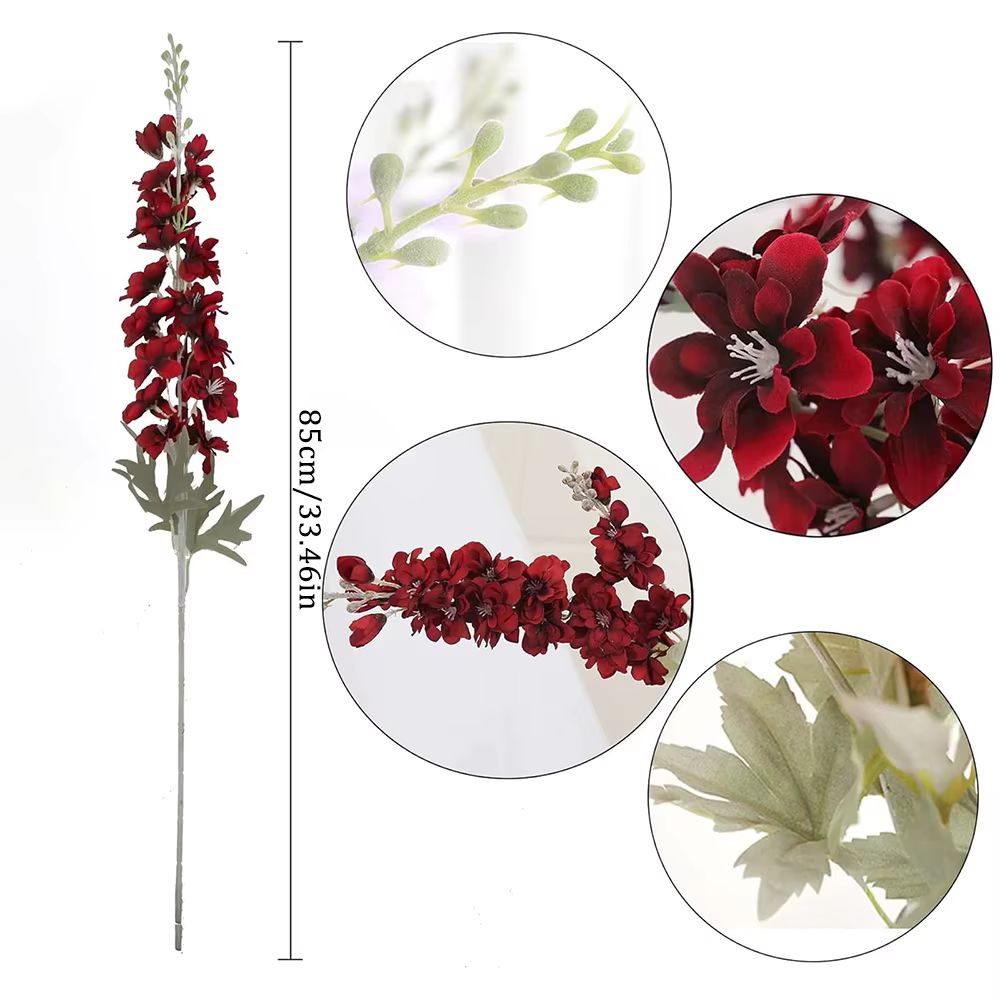 Fleurs artificielles Delphinium en soie, 85cm, longue tige, Larkspur, grand Vase de remplissage pour