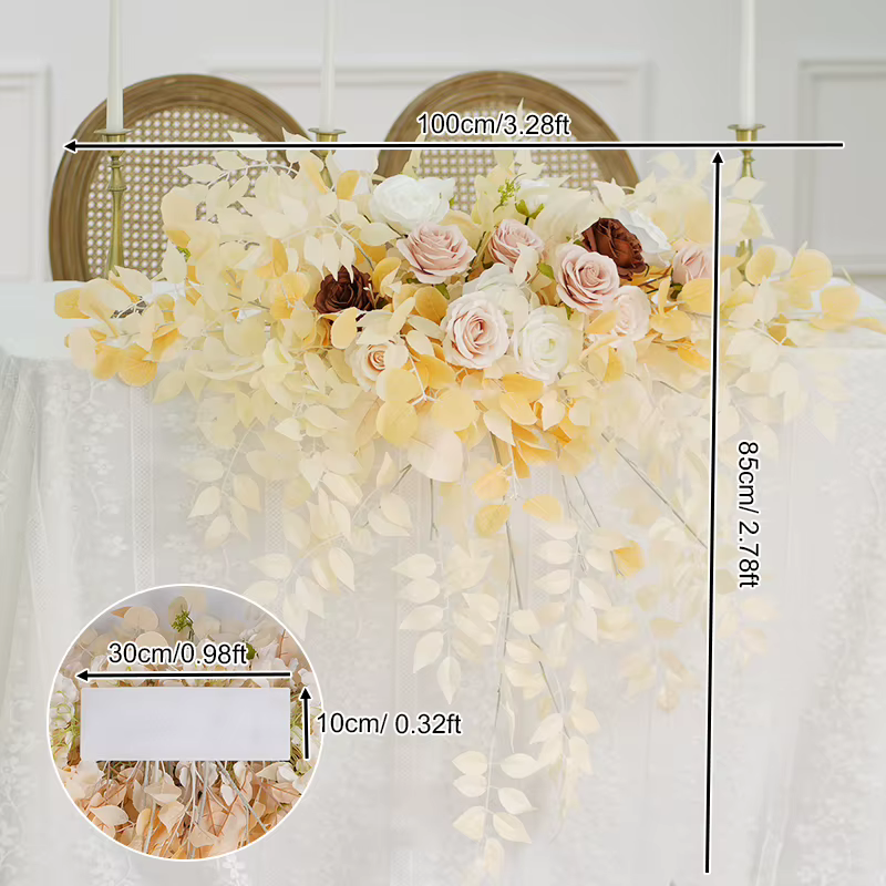 C8638 série Champagne avec Pampas herbe Table fleur église mariage réception Center Arrangement Flor