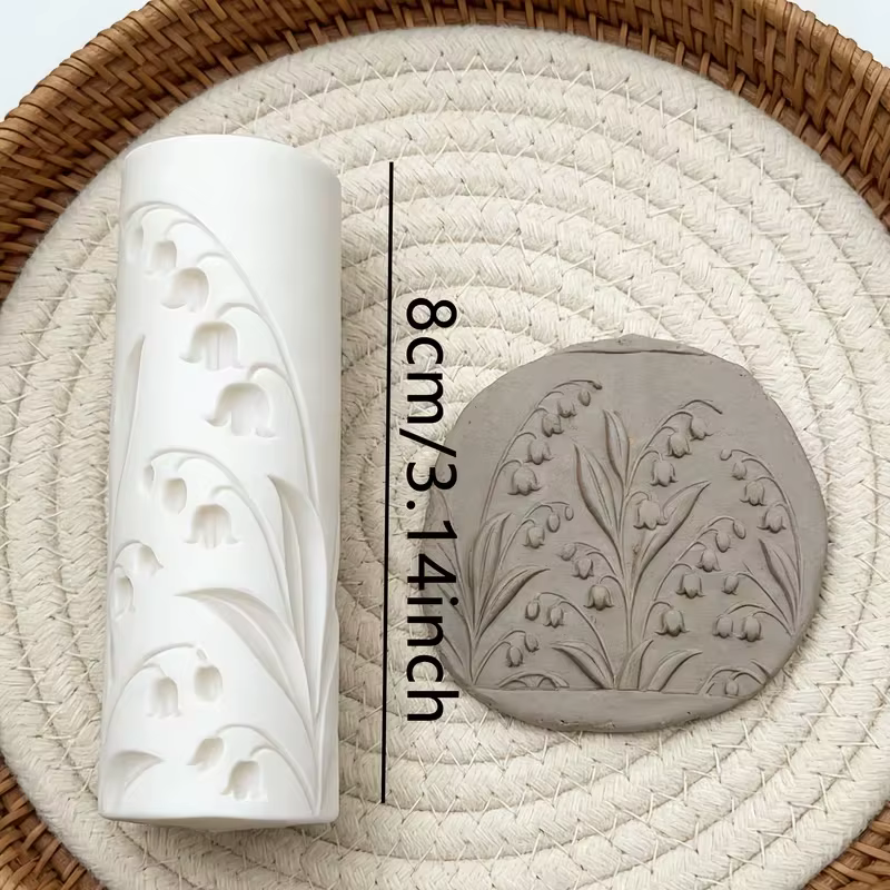 Rouleau de texture florale Muguet pour poterie souple, moule de gaufrage, outil décoratif pour sculp