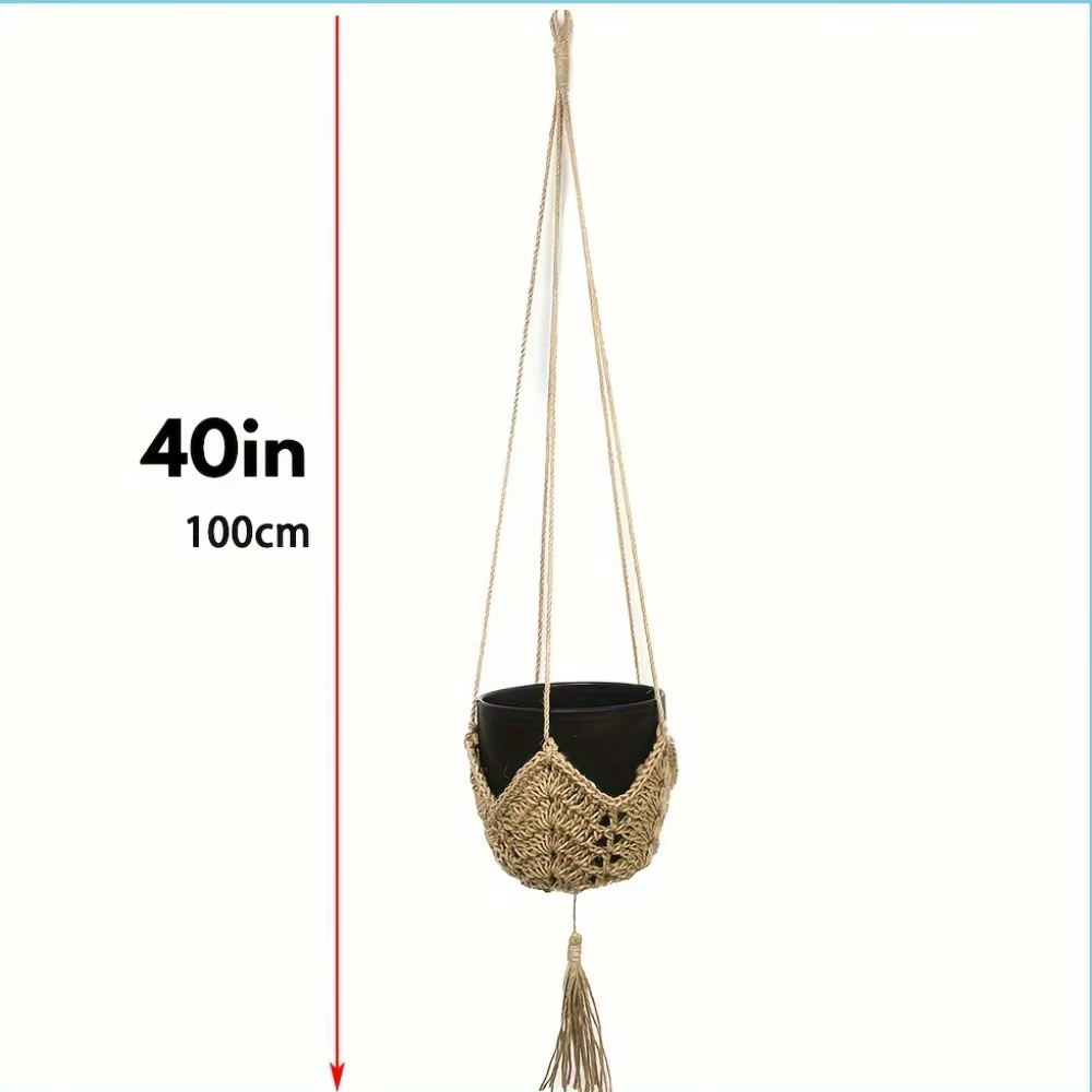 Support de plante en macramé en jute style bohème – Convient aux pots de 3 à 12 pouces, panier suspe