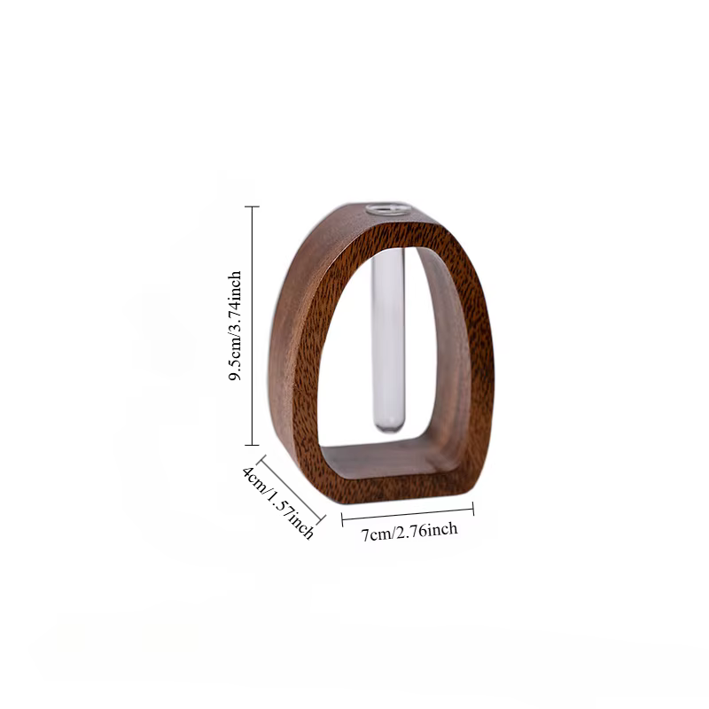 Vase en bois massif pour fleurs, insert créatif en verre pour arrangement floral, mini vase pour cul