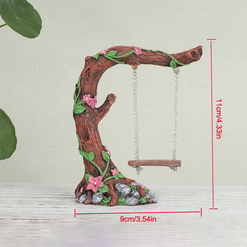 Balançoire de jardin féerique Miniature, arbre à fleurs, Figurine, modèle pour Micro paysage, jardin