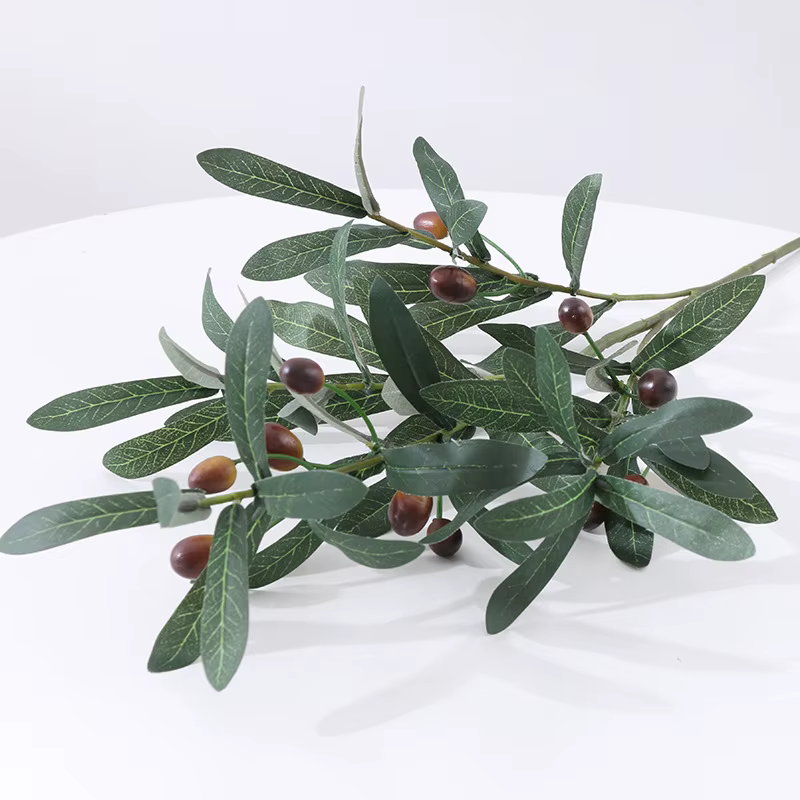 Plante Artificielle en Soie, Branches d'Olives Vertes, Décoration Artisanale pour Maison, Table, Mar