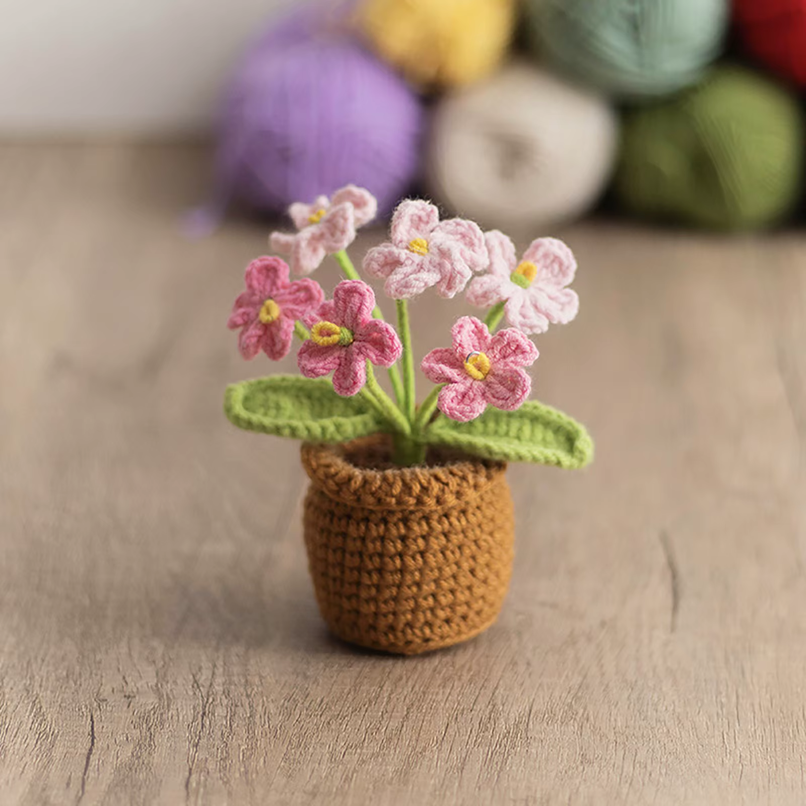 Plantes en pot tricotées à la main, panier de tournesol au crochet fait à la main, plantes simulées,