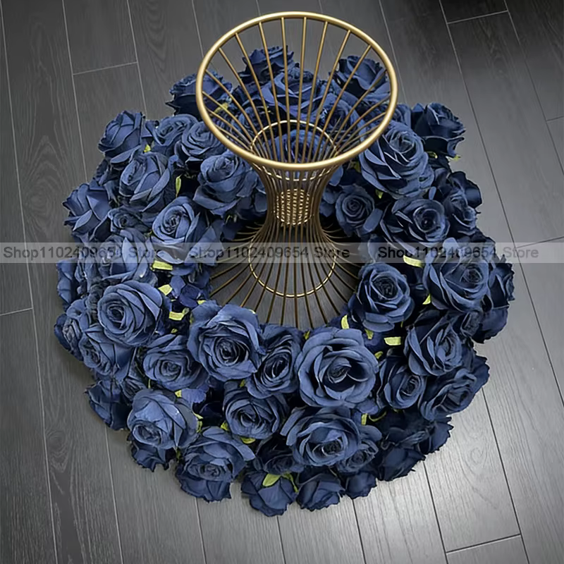 Boule de fleurs artificielle bleu marine rose et jacinthe pour décoration de mariage, centre de tabl