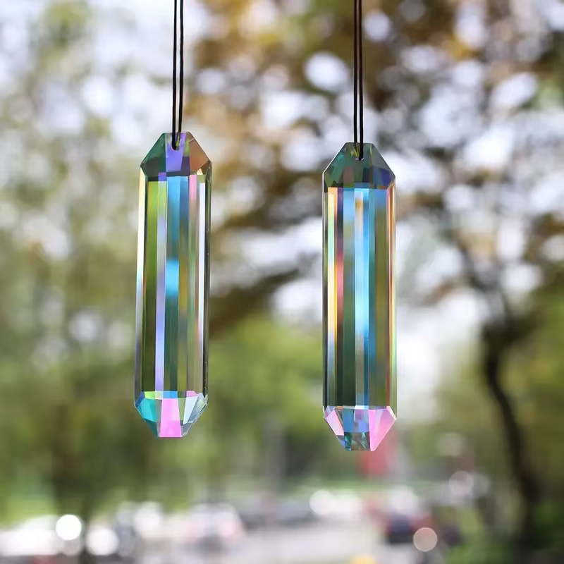 Pendentif prisme de fenêtre attrape-soleil 2 pièces, fabrication d'arc-en-ciel en cristal, ornement
