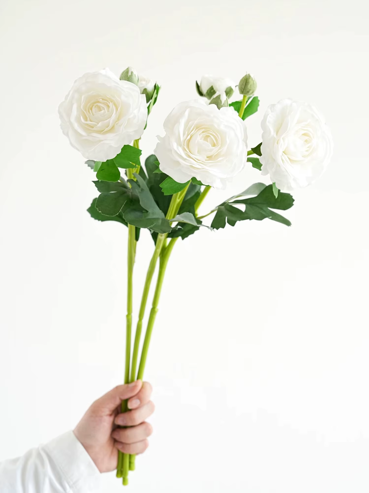 Fleurs artificielles de ranunculus, 3 tiges, fausses fleurs de buttercup persan, toucher réaliste, b