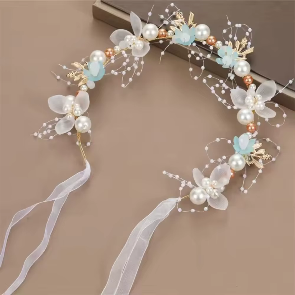 Accessoire de mariage, couronne de mariée, bijoux en cristal pour cheveux, diadème avec perles et fl