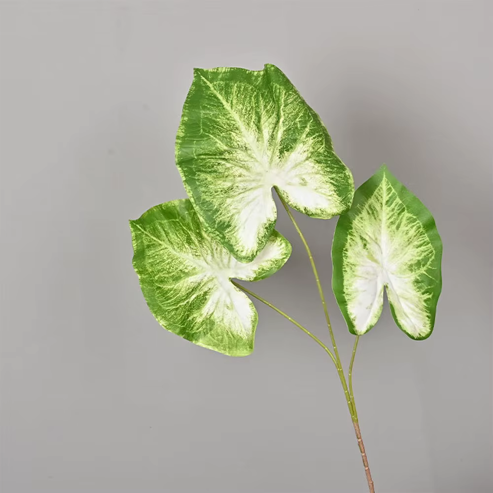 Feuilles de Calla artificielles en plastique, plantes vertes réalistes, feuille de arrowroot artific