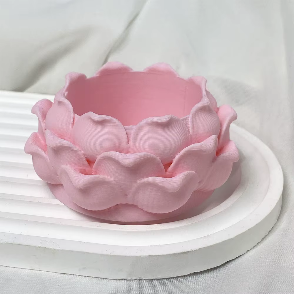 Pot de fleurs en plastique en forme de lotus pour plantes succulentes, avec trou de drainage, imprim