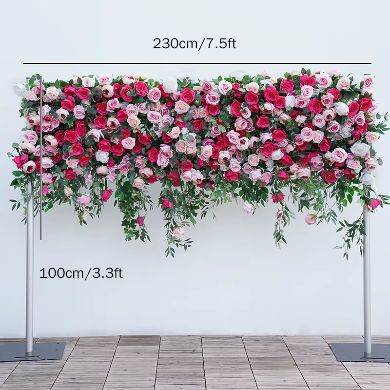 Mur de plantes de gazon de Milan vert feuille de saule Rose de luxe, toile de fond de mariage, mur d