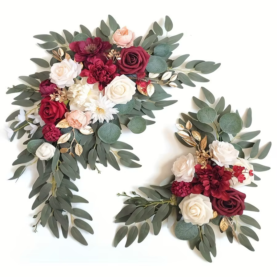 Ensemble de guirlandes florales artificielles bordeaux pour arche de mariage, panneau de bienvenue, 