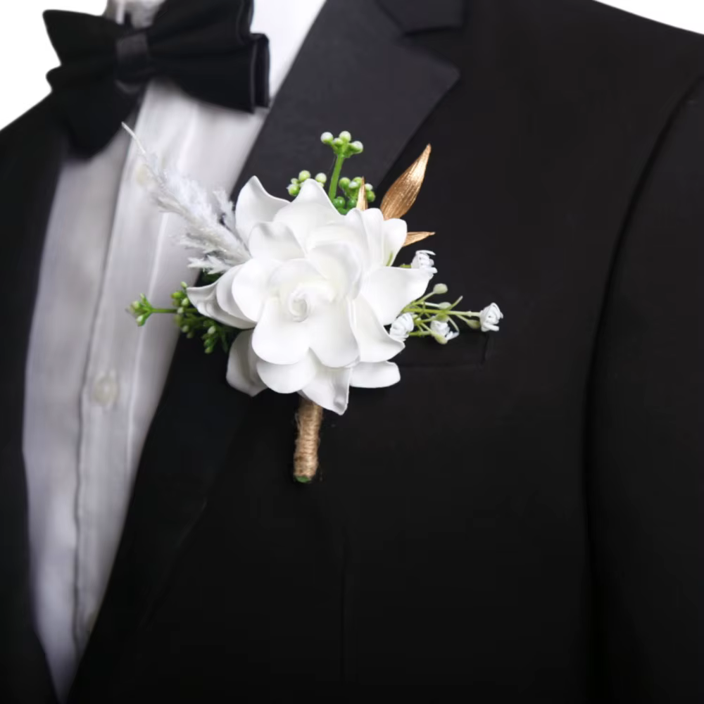 Fleurs artificielles pour marié, boutonnière en soie Rose, accessoires pour fête de mariage, demoise