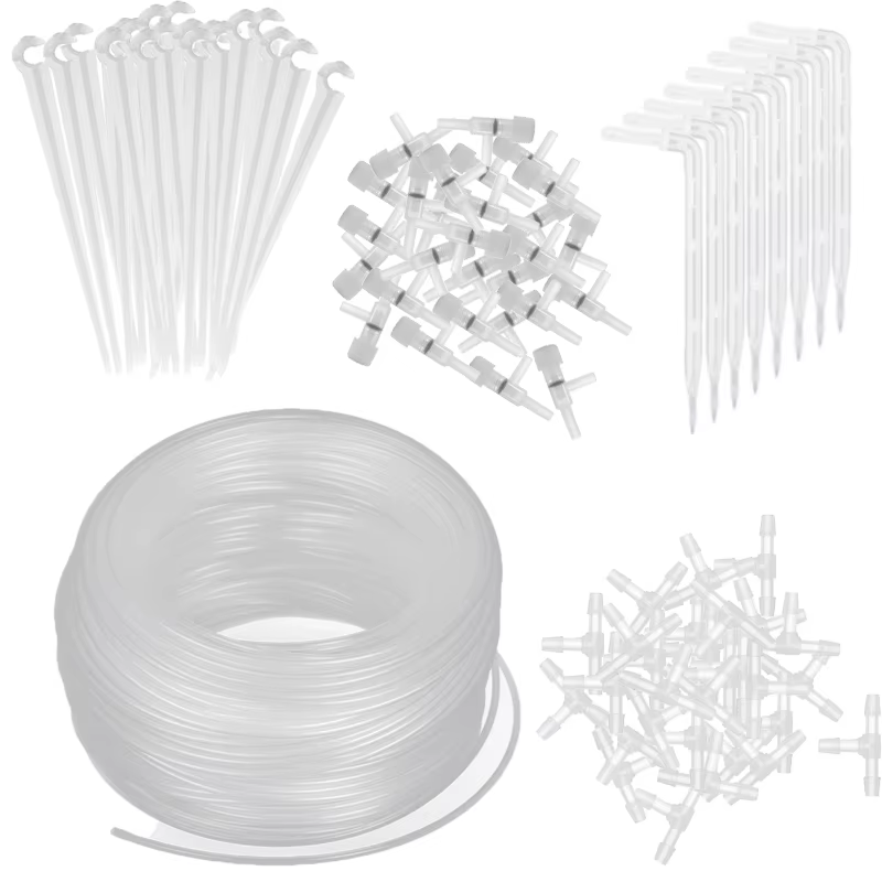 Kit d'irrigation par Micro goutte-à-goutte Transparent, 1/4 pouces, régulateur de flèche courbé, con