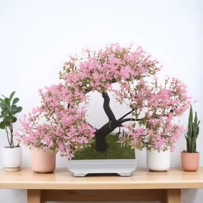 Bonsaï artificiel, fleurs de cerisier, plantes en plastique, décoration, fausse Simulation rose