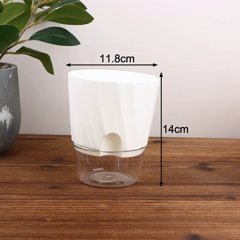 Pot de fleurs hydroponique paresseux à absorption automatique d'eau, transparent, double couche, en