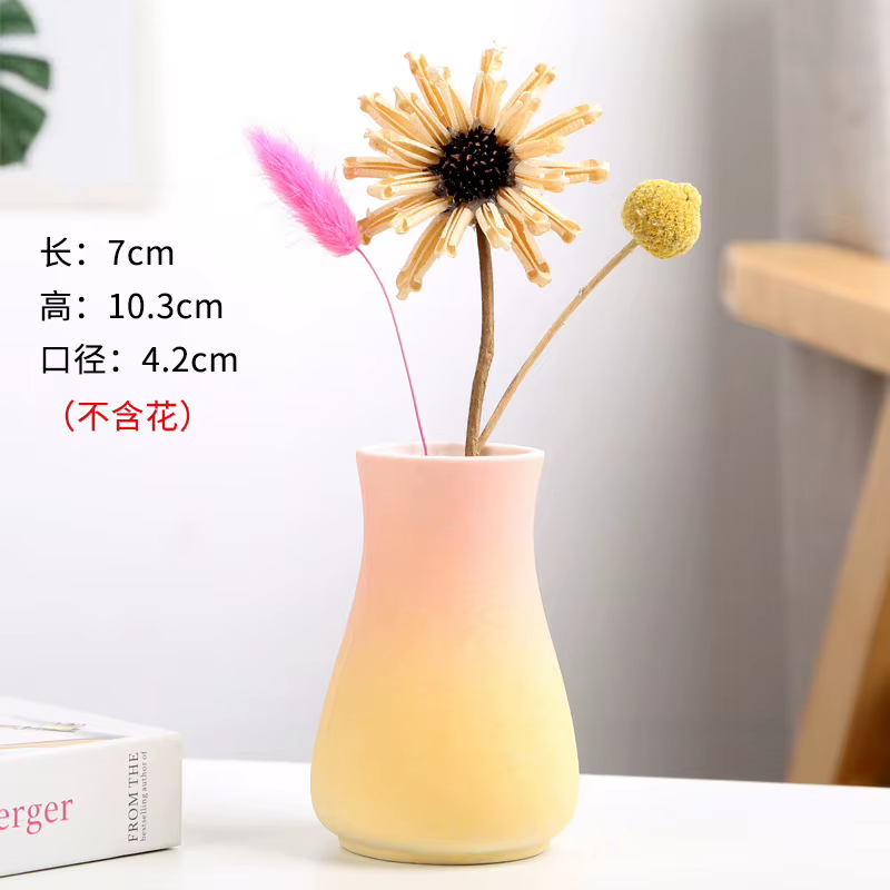 Mini Vase en céramique dégradé givré, Arrangement de fleurs, lumière de luxe, jardin, maison, fleur