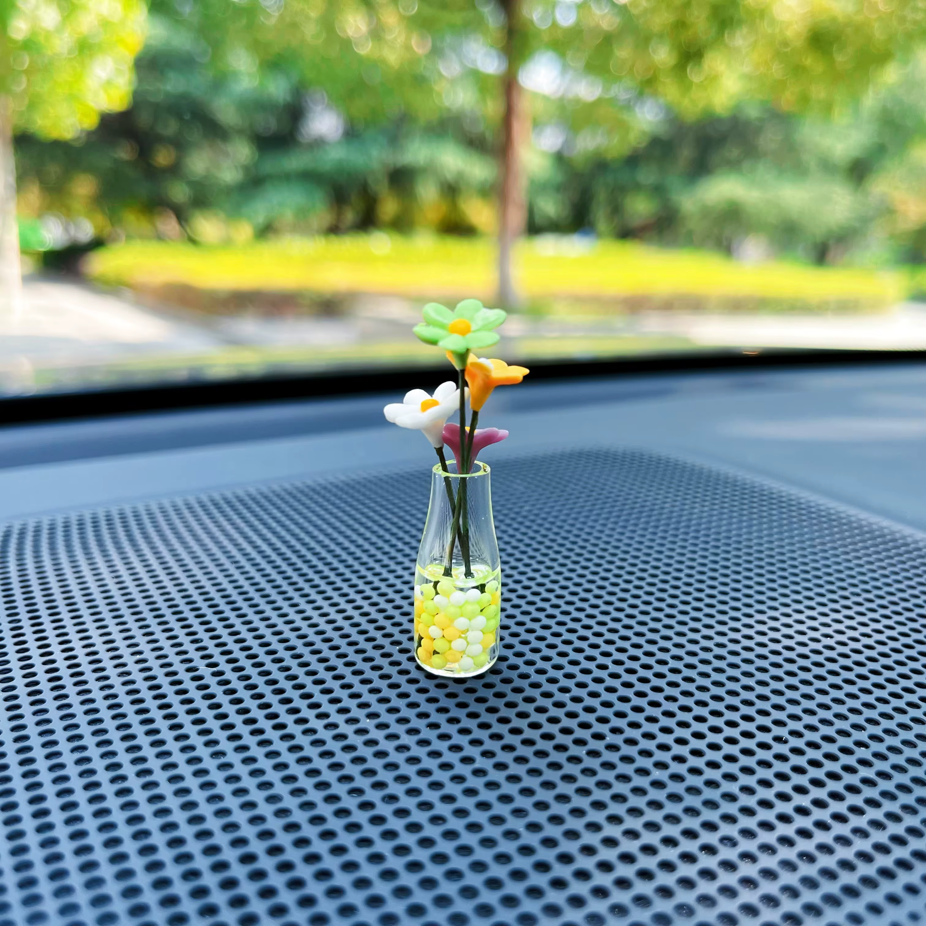 Mini Vase à roses et tournesol, décoration intérieure de voiture mignonne, ornements de décoration p