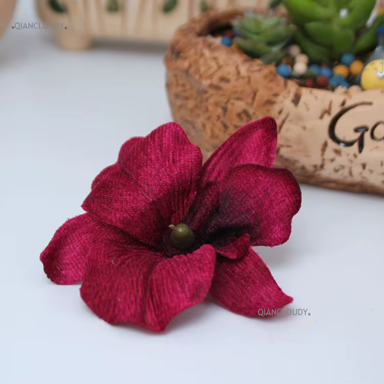 Qiancloud-Orchidée artificielle en velours pour mariage, têtes de fleurs artificielles, fleurs lumin