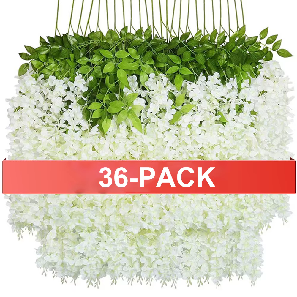 Guirlande de fausses fleurs de glycine artificielles suspendues, 36 paquets, pour mur extérieur, jar