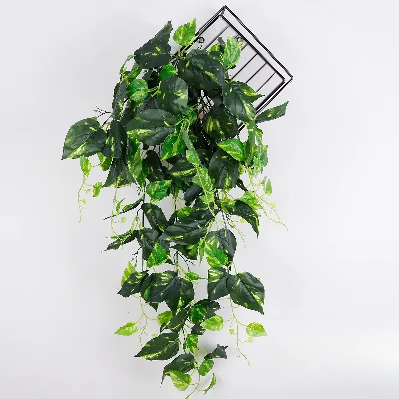 Feuilles de cœur de poulet artificielles à 9 fourchettes, 2 pièces, 100cm, plantes murales suspendue