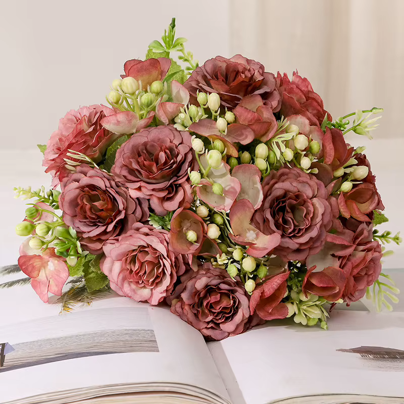 Bouquet de fleurs artificielles en soie vintage, 1 pièce, haute qualité, pivoine, coucou, pour Noël,