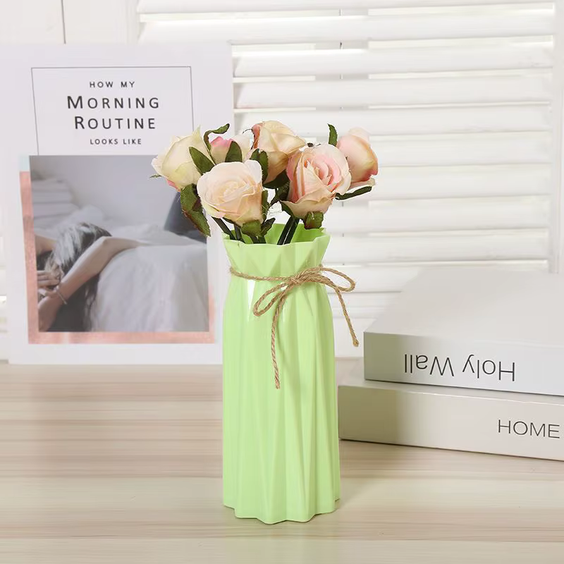 Vase en plastique imitation fleur, modèle unique en papier plié, vase origami moderne, décoration in