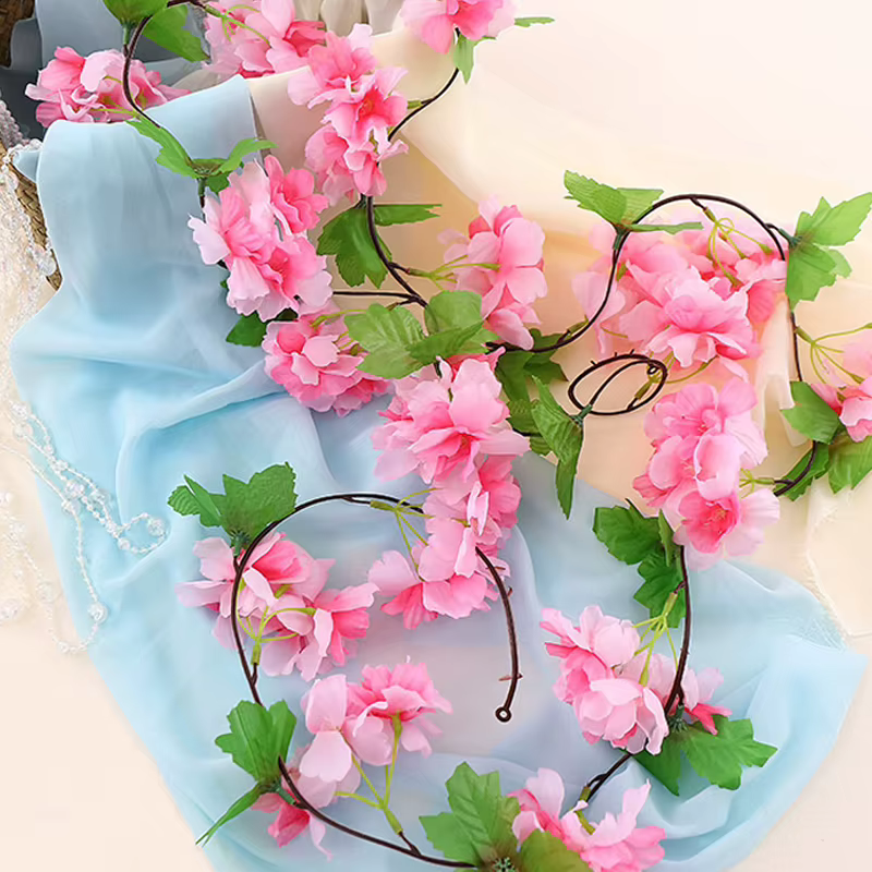 Fleurs artificielles 220Cm Cherry Blossom Vigne Jardinage Maison Chambre Décor De Table Accessoires