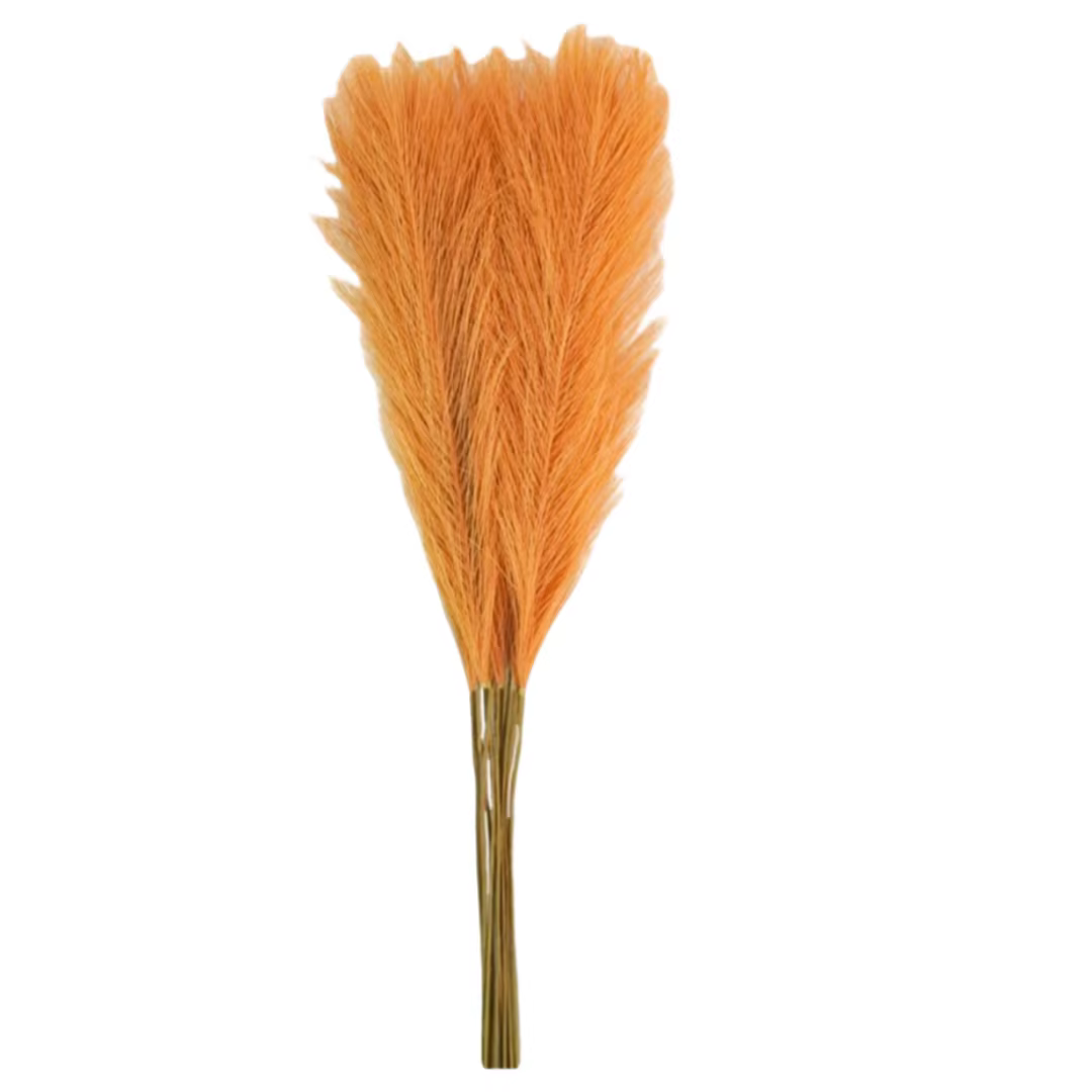 Faux herbe de Pampas artificielle Orange, tiges de Pampas, remplissage de Vase, Arrangement floral d