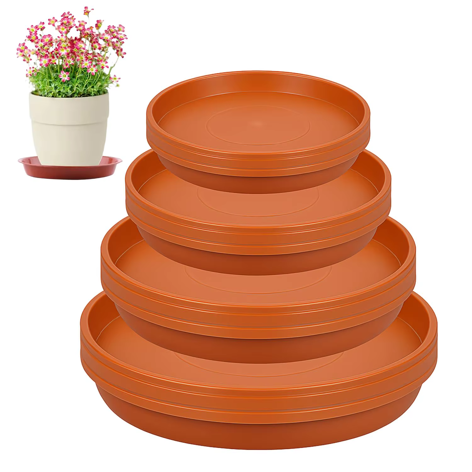Paquet de 12 soucoupes pour pots de plantes – 4 tailles (18/22/24/26 cm) plateaux anti-goutte en pla