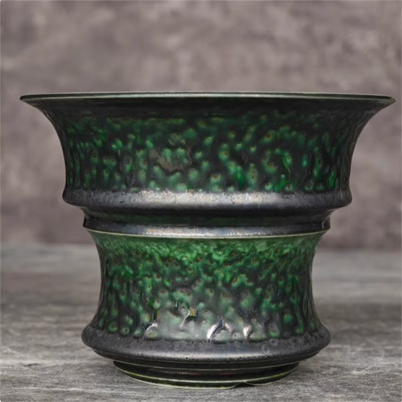 ‌ Pot en porcelaine vert algue pour plantes grimpantes, pot pour agaves Pachypodium, petit vase à fl