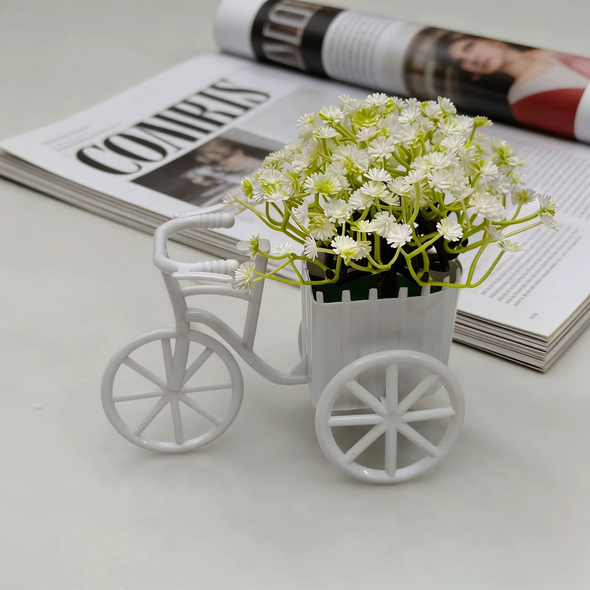 1 pièce Décoration florale artificielle style tricycle, ciel étoilé en maille 26, style campagnard,
