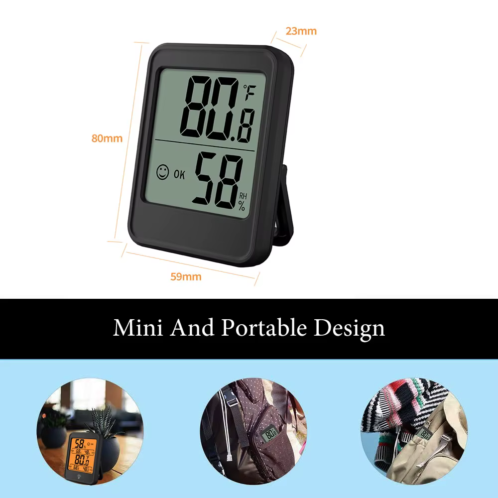 Compteur numérique d'humidité et de température d'intérieur, avec support magnétique, moniteur de te